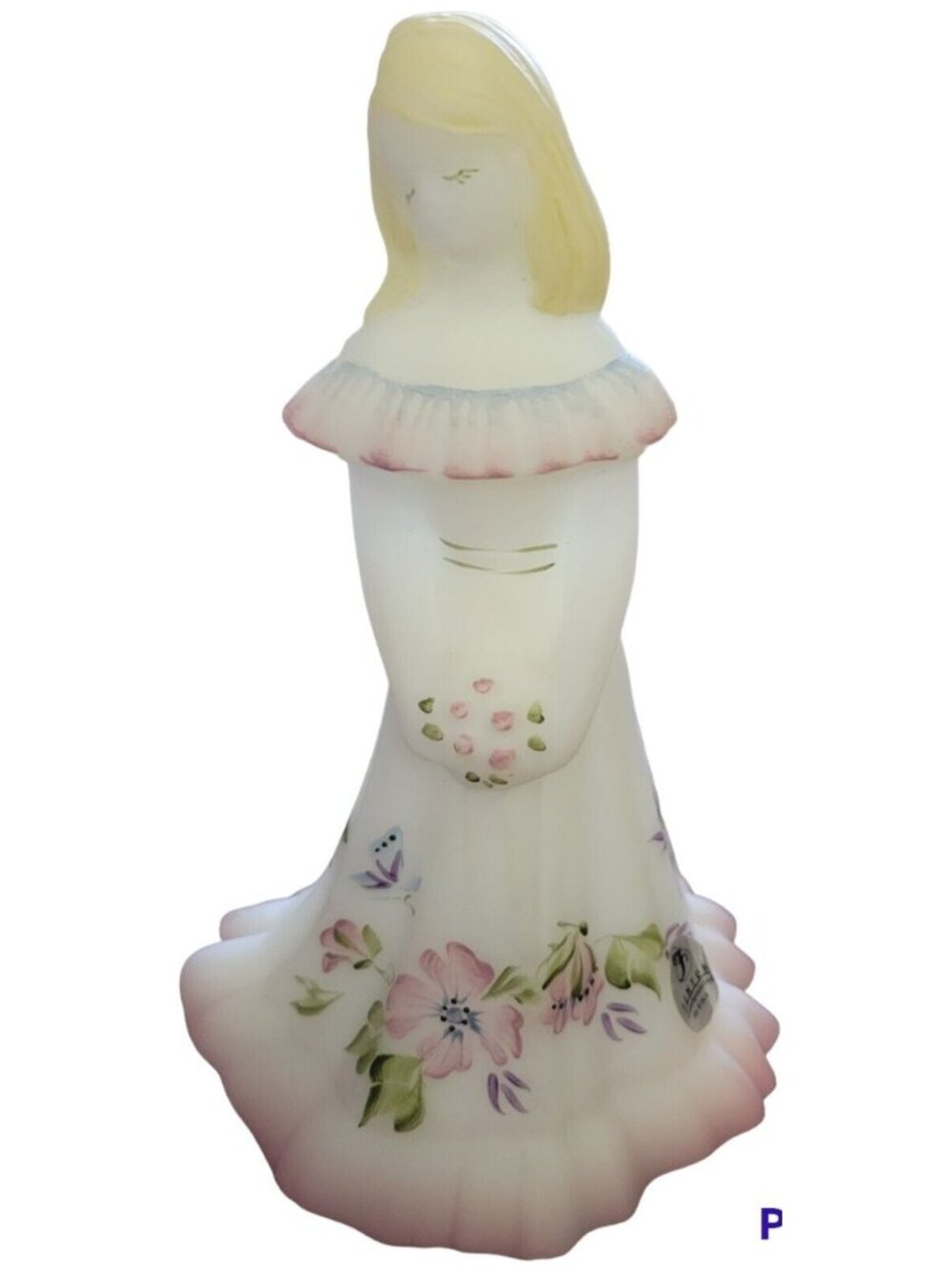 Signed Fenton Custard Handpainted Bridesmaid Figurine Floral Design 1983 Retired